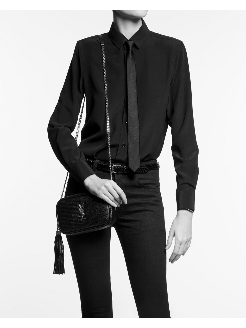 Мини-сумка Saint Laurent Lou из стеганой кожи Grain De Poudre с тиснением